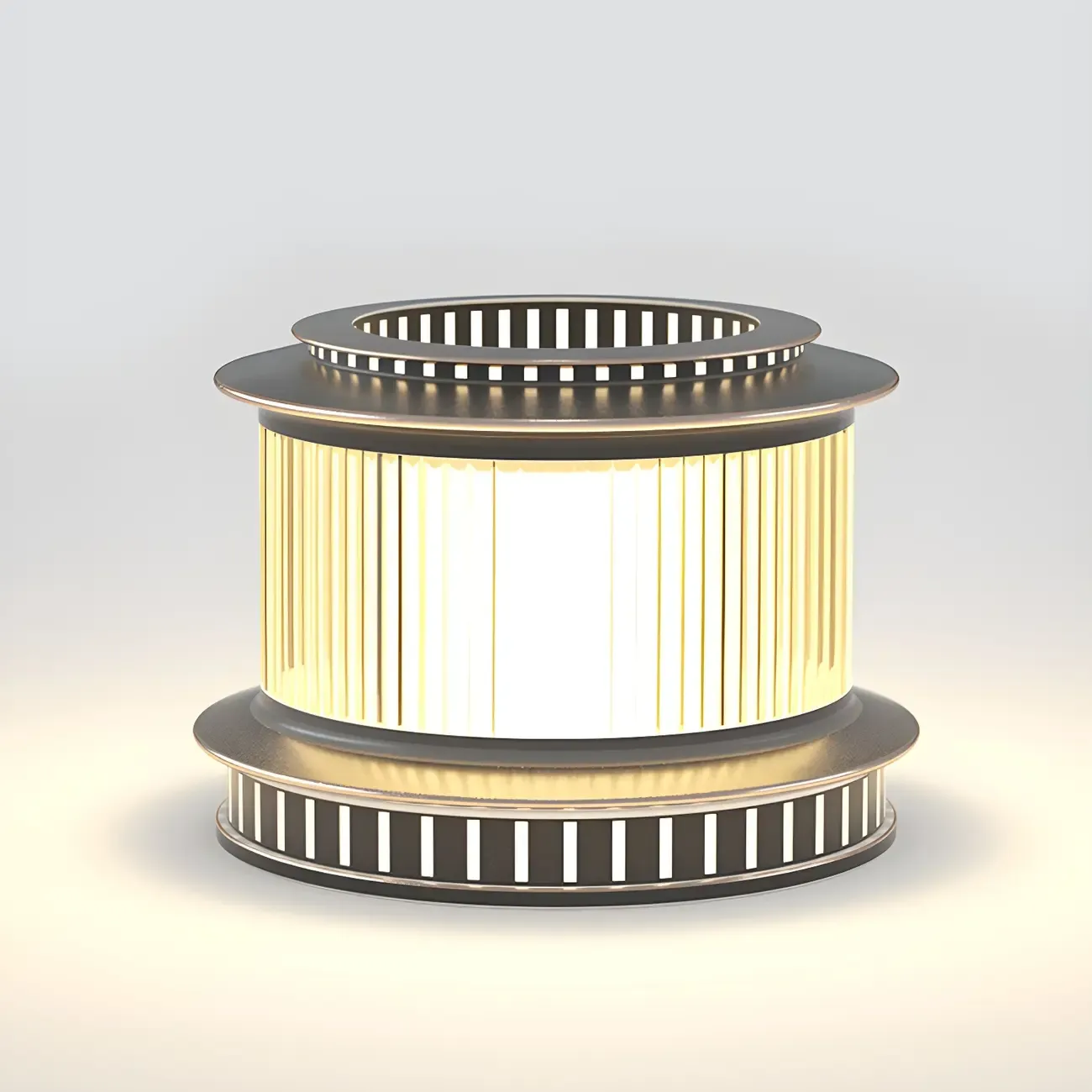 Black Metal Circular Drum Post Cap Light