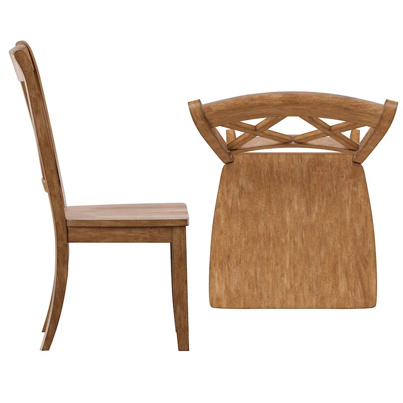 Ronda Double X Back Wood Dining Chairs (Set of 2)