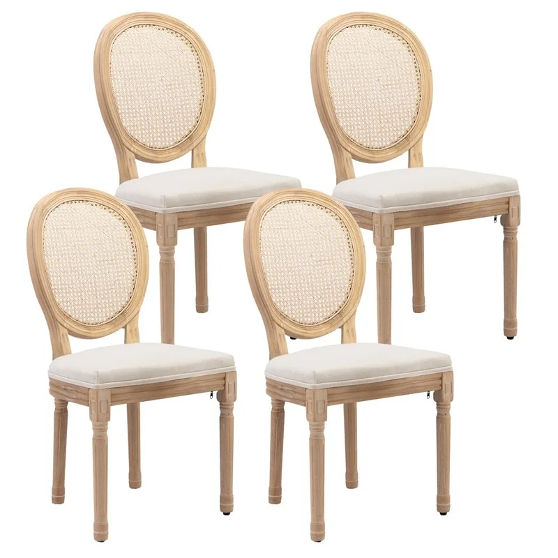 French Chair Dining Chair Solid Wood with Nailhead Trim Set of 2