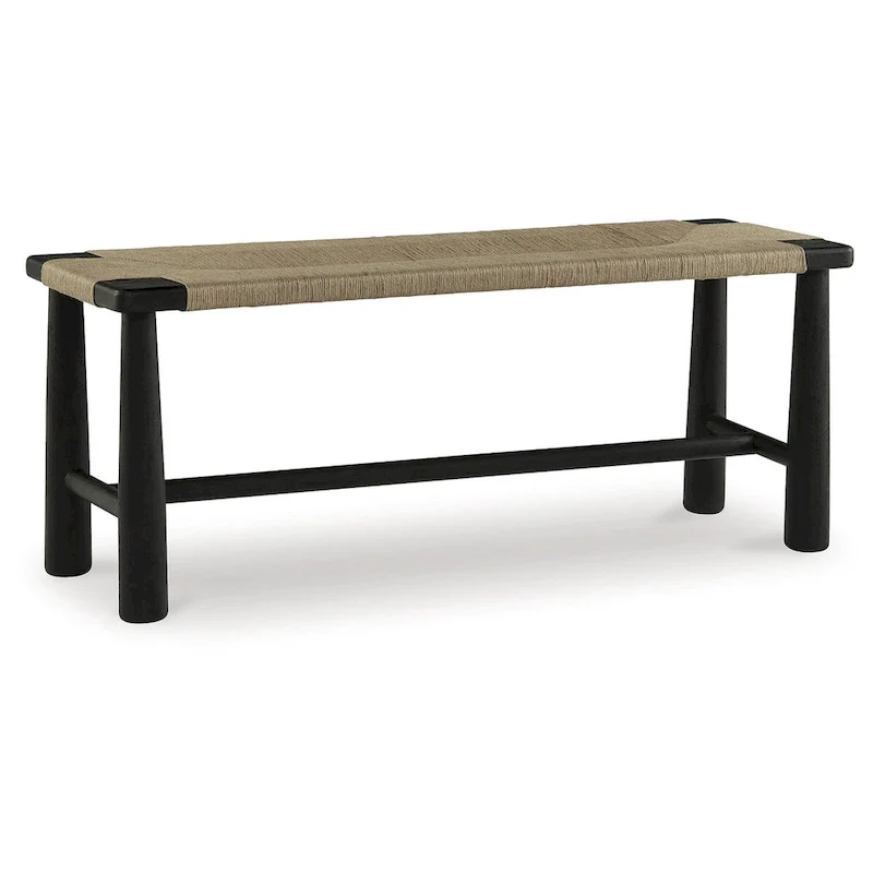 Black/Natural Accent Bench, 2-Seat, 48