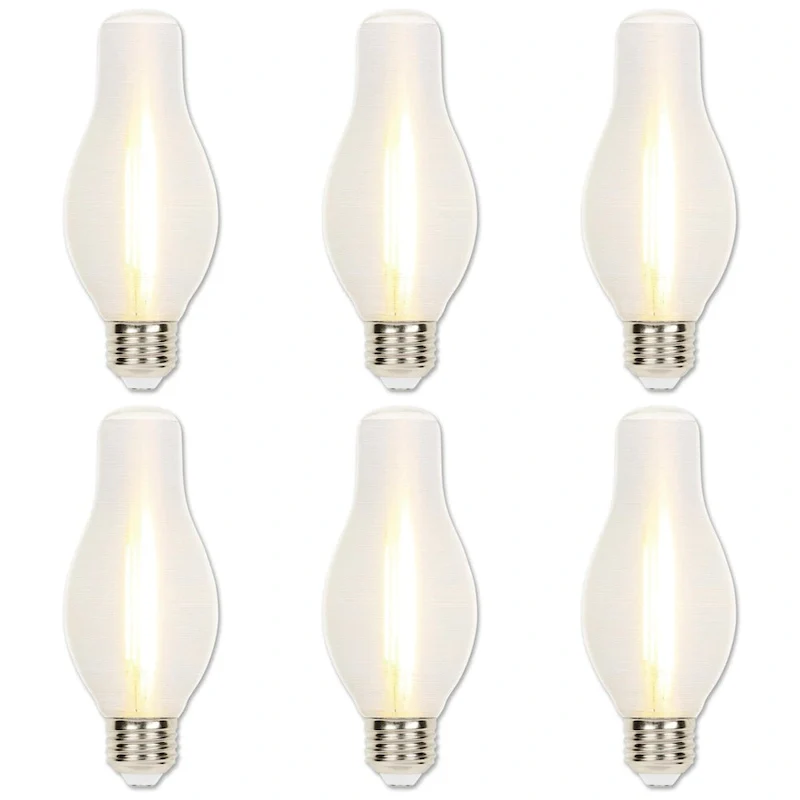 Westinghouse Lighting 6.5-Watt (60-Watt Equivalent) Clear Spun-Satin Glowescent H19 Dimmable LED Light Bulb, Medium Base, 6 Pack