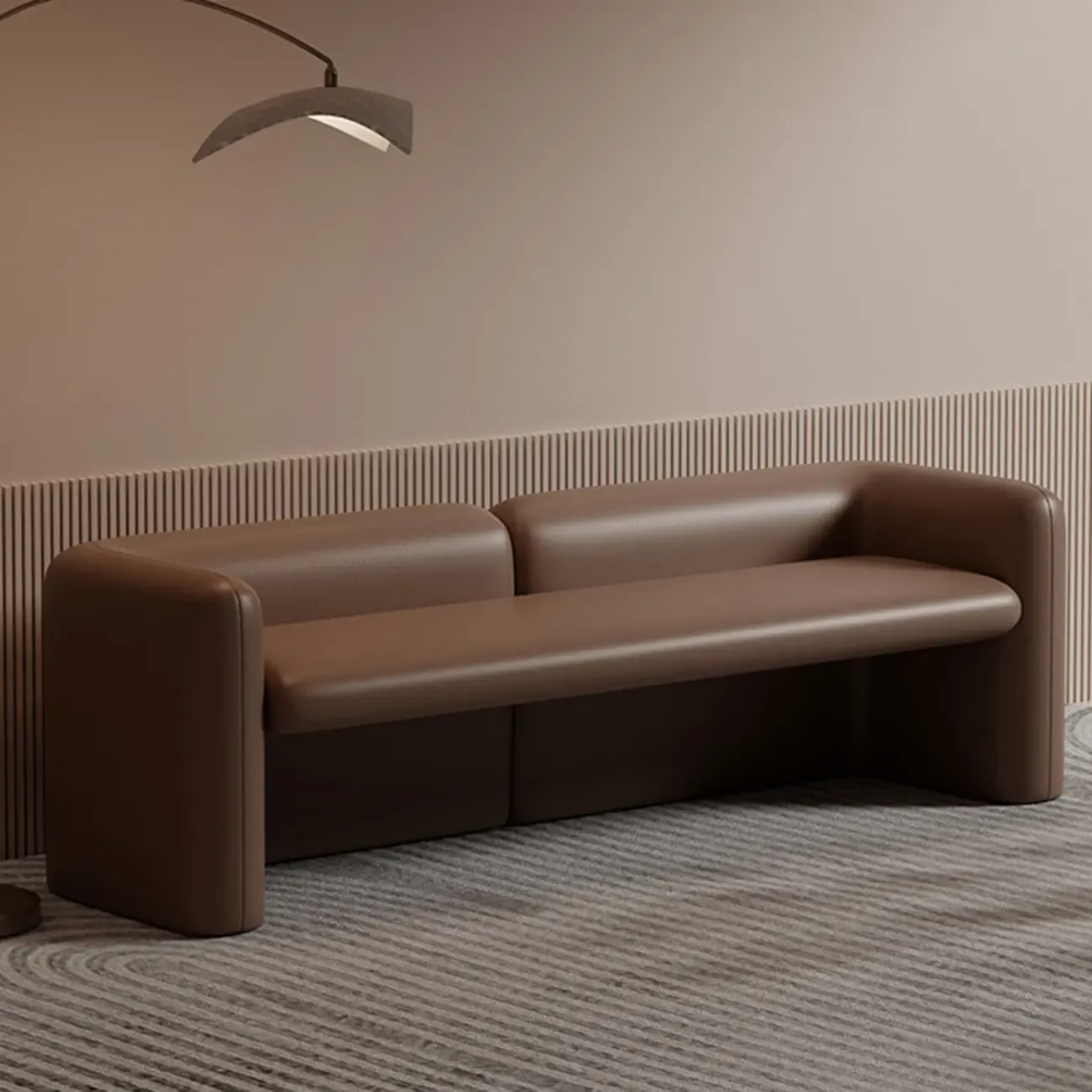 Modern Genuine Leather Cushioned Bedroom Bench