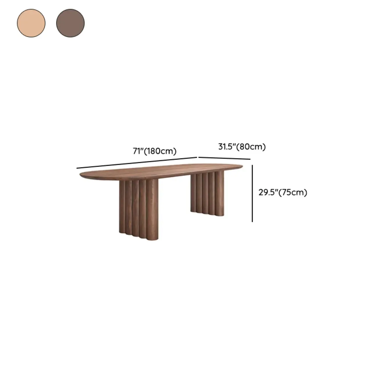 Modern Oval Solid Wood Double Pedestal Table