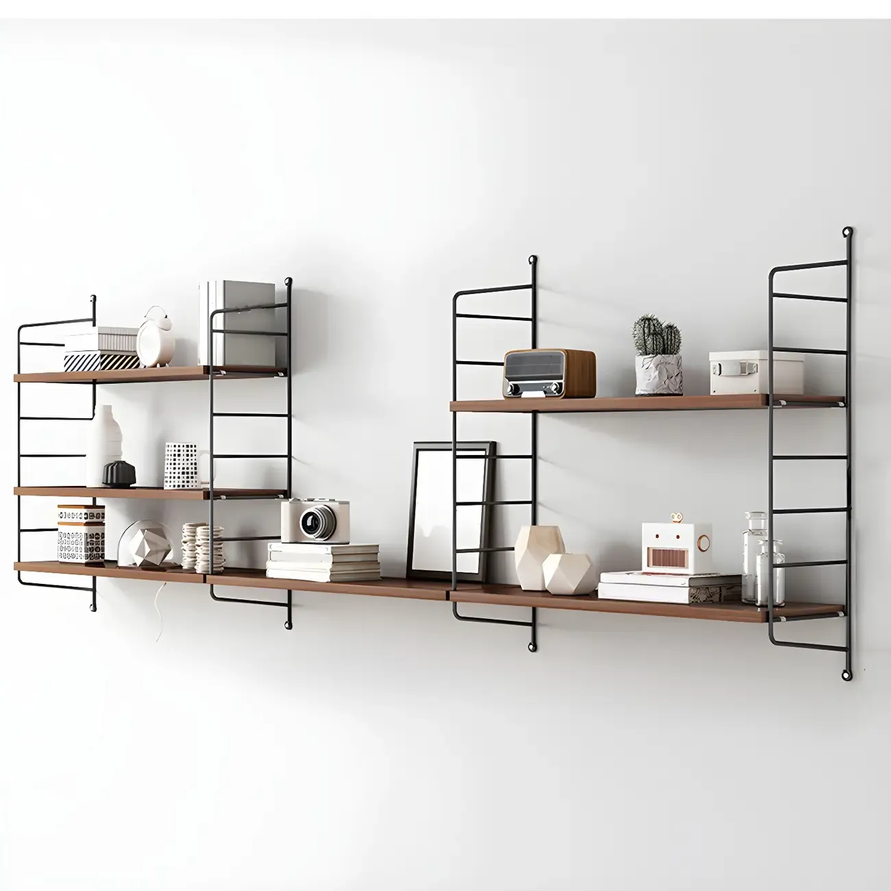 3-Shelf Nut-Brown Wall-Mounted Wood Open Bookcase