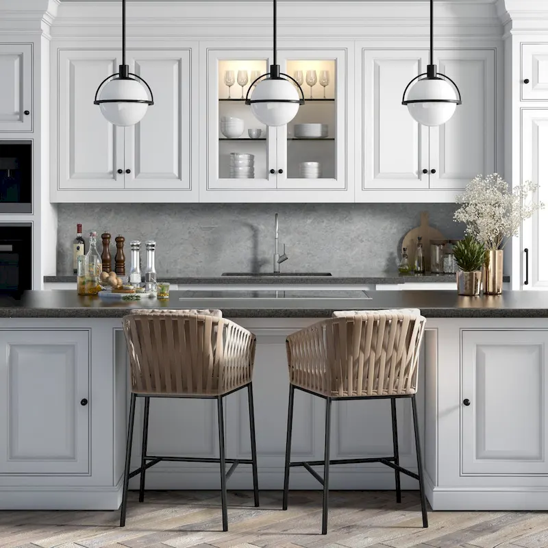 Cieonna Blackened Bronze and White Milk Glass Pendant - Blackened Bronze/Milk Glass