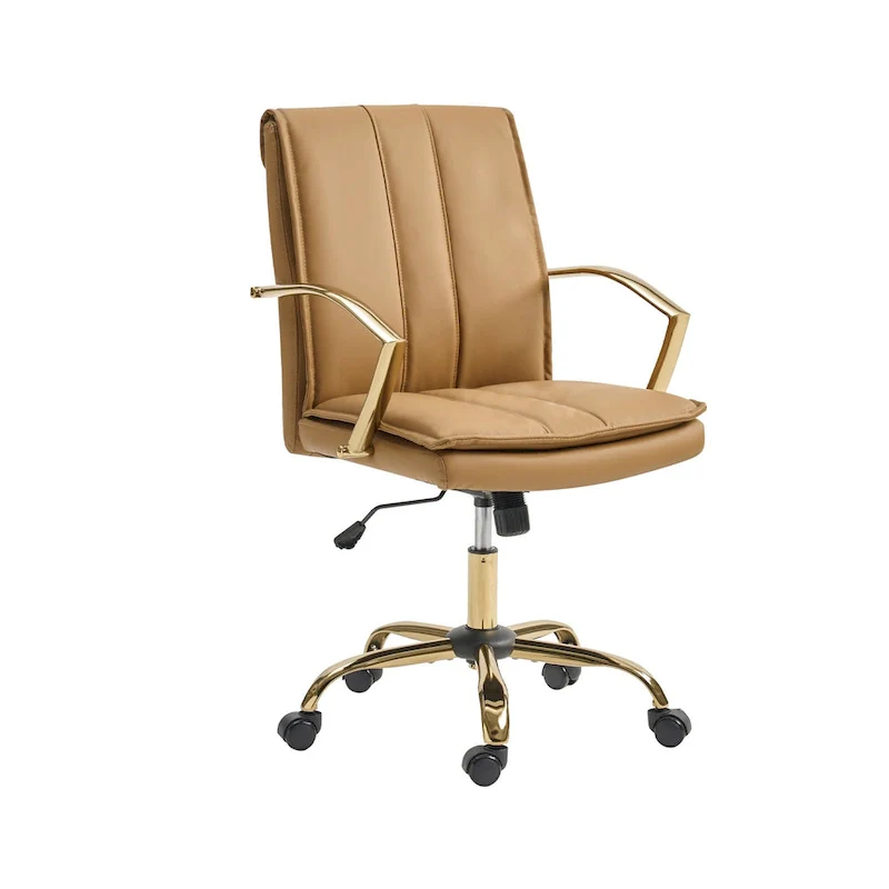 Modern Leather Rocking Office Chair with Metal Base