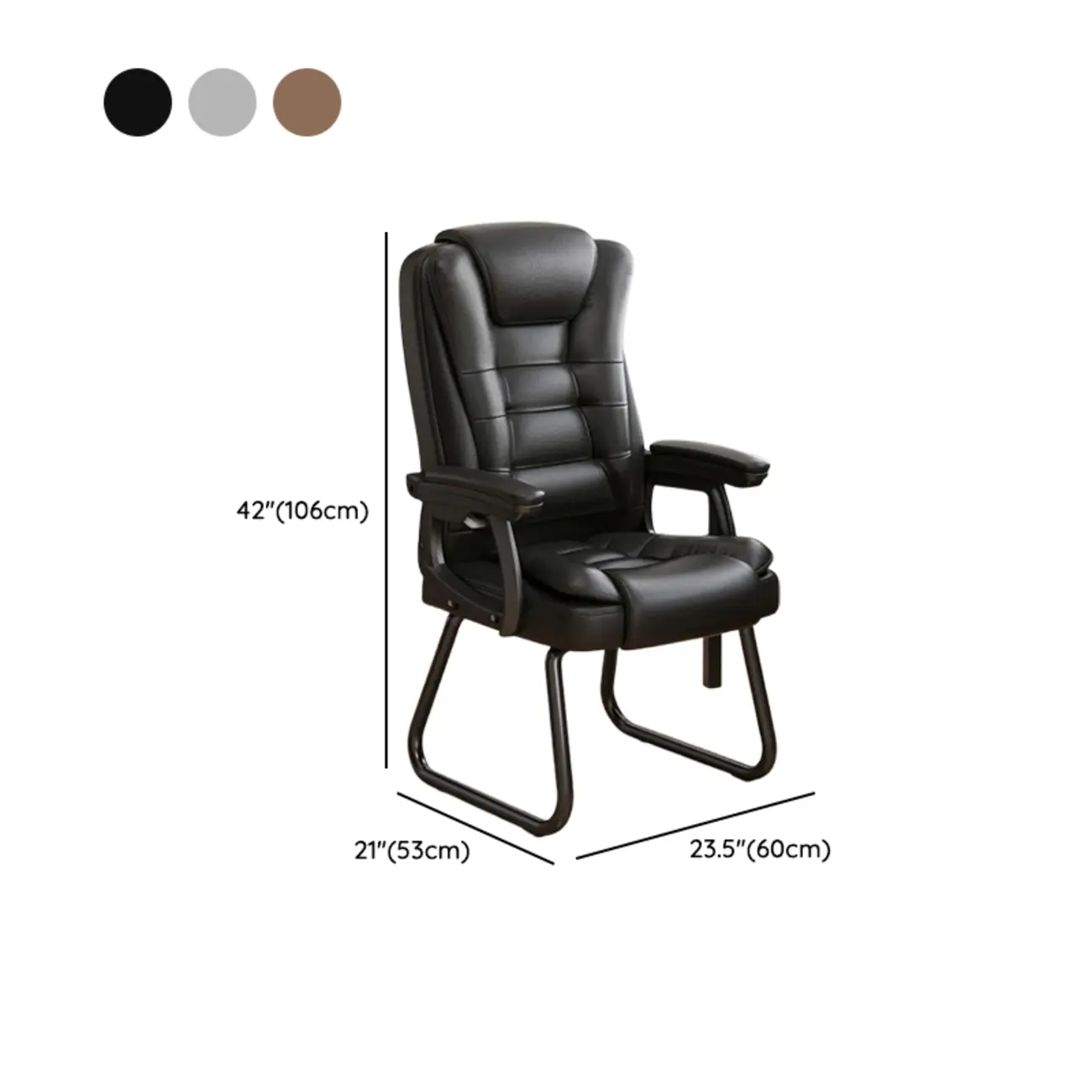 Luxurious Ink Leather Steel Reclining Office Chair