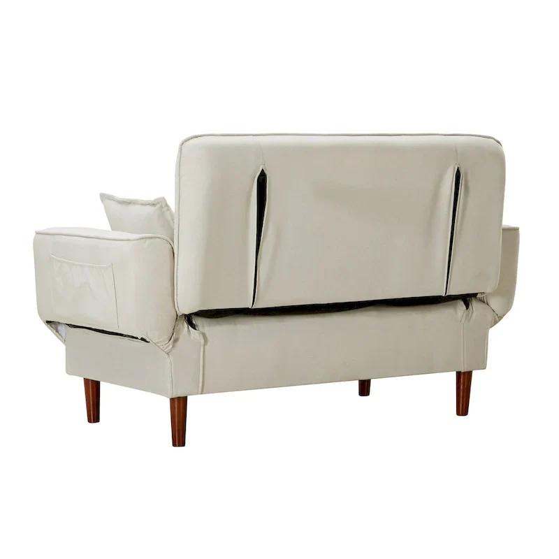 Multifunctional Sofa Bed Sleeper with 2 Pillows Beige Fabric