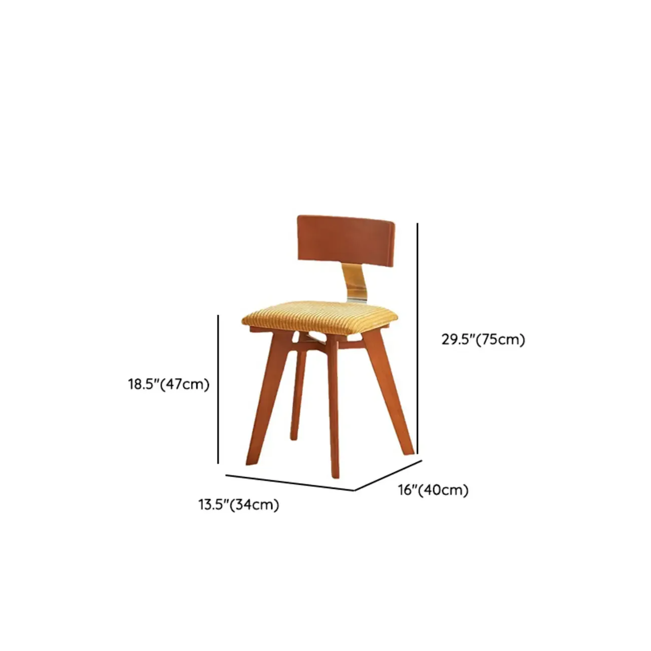 Mid-century Modern Cushioned Wooden Armless Dining Chair