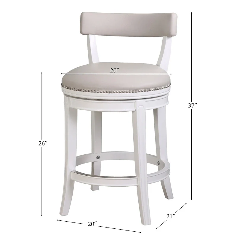 Pasha Wood Swivel Bar Stool with Upholstered Seat and Back