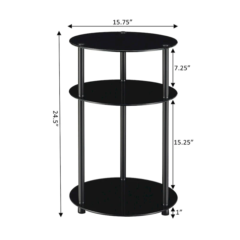 Convenience Concepts Designs2Go Classic Glass 3 Tier Round Table