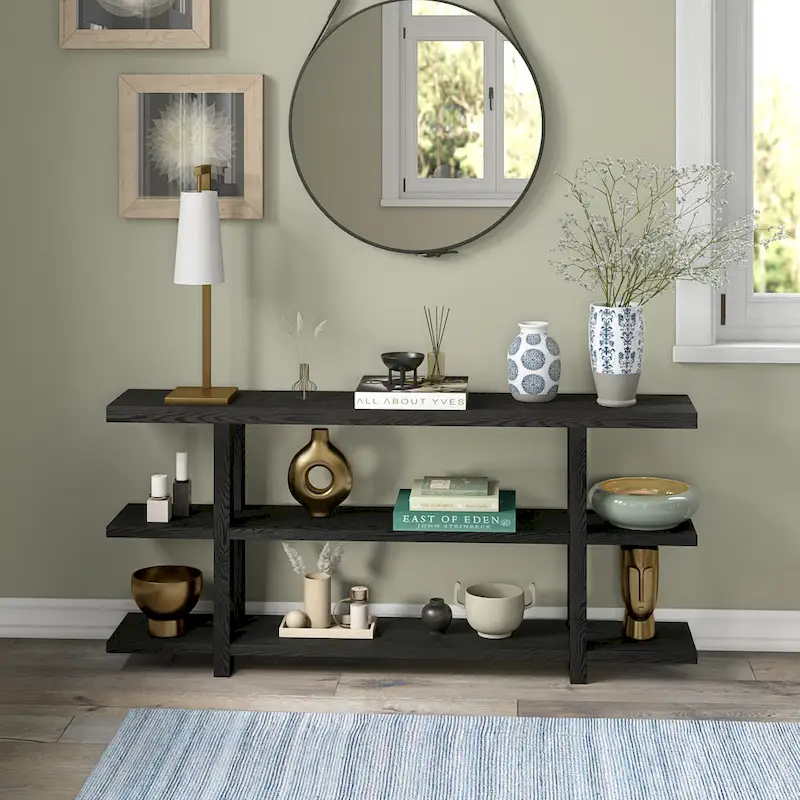 Rectangular Console Table with Storage Shelf