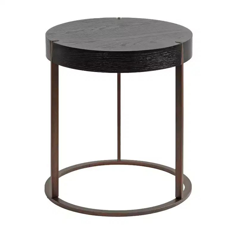 Kate and Laurel Rovin Side Table Wood and Metal, 16x16x18, Black
