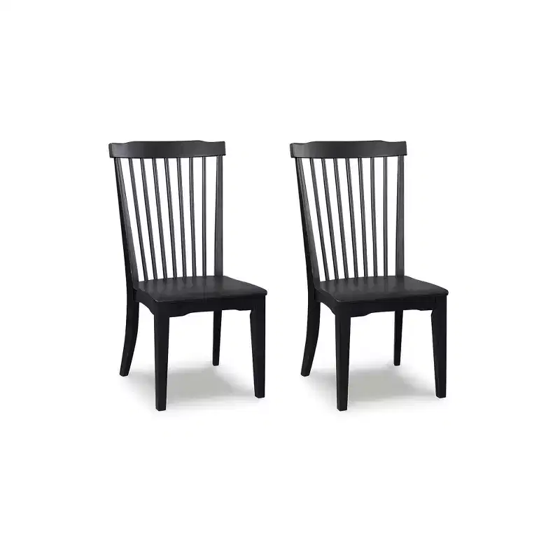 Signature Design by Ashley Chadworth Dining Room Side Chairs, Set of 2, Black Wood Spindle-Back Design
