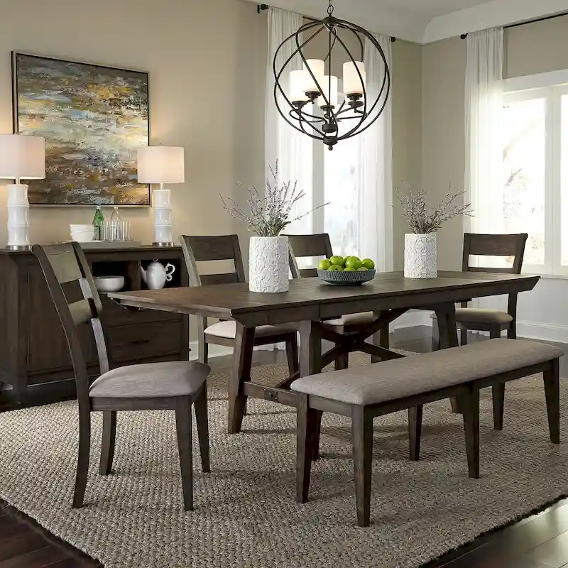 Dark Chestnut Trestle Dining Table, Seats 6–8