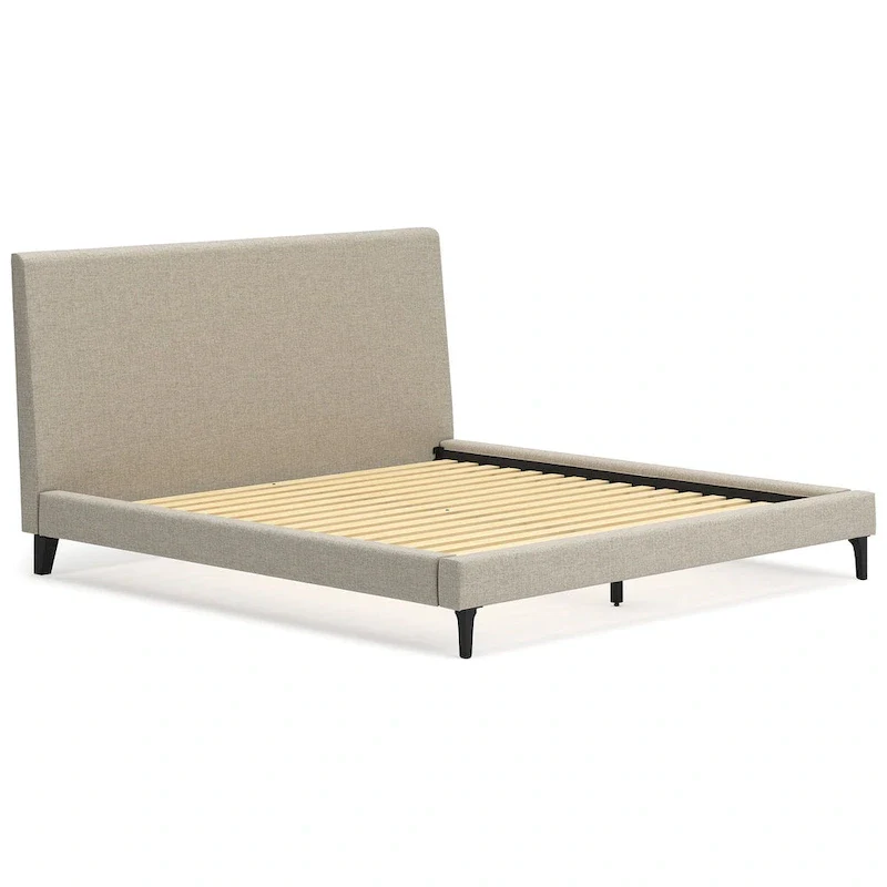 Signature Design by Ashley Cielden Light Gray King Upholstered Bed with Roll Slats