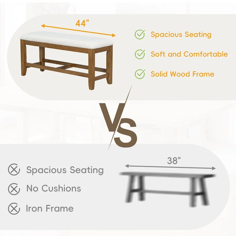 6-Piece Farmhouse Extendable Dining Set with Leaf & Bench