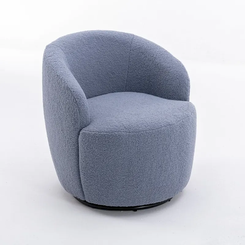 360° Swivel Barrel Accent Chair – Soft Teddy Fabric, Ergonomic Backrest