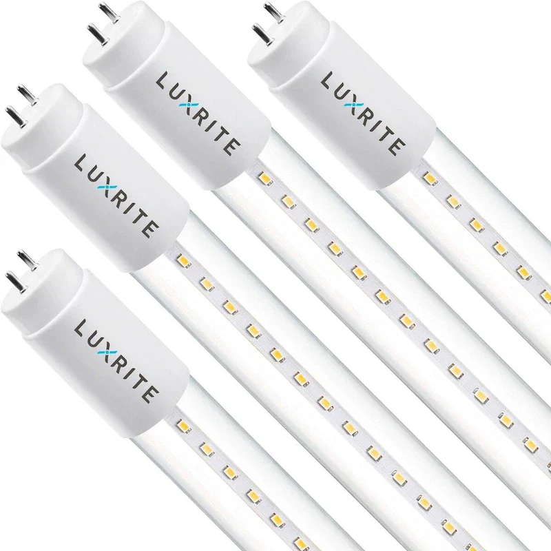 Luxrite 4FT T8 LED Tube Light, Ballast and Ballast Bypass Compatible, 13W=32W, Single-End or Double-End Powered (4 Pack)