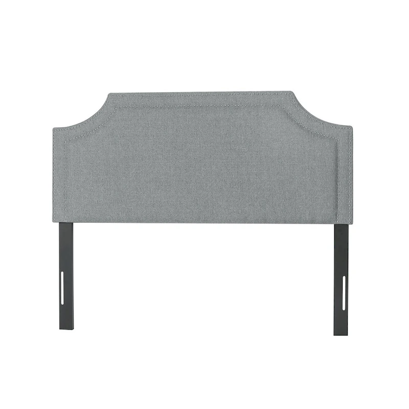 Adeco Fabric Upholstered Headboard with Nailhead for Queen Bed