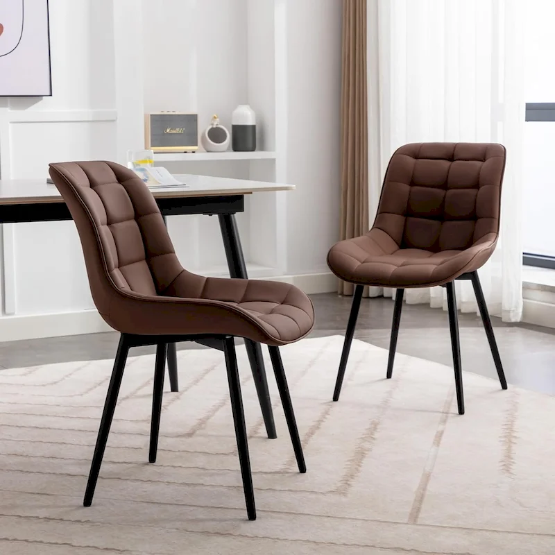 XINMICS Modern Upholstered Faux Leather Dining Chairs Set of 2