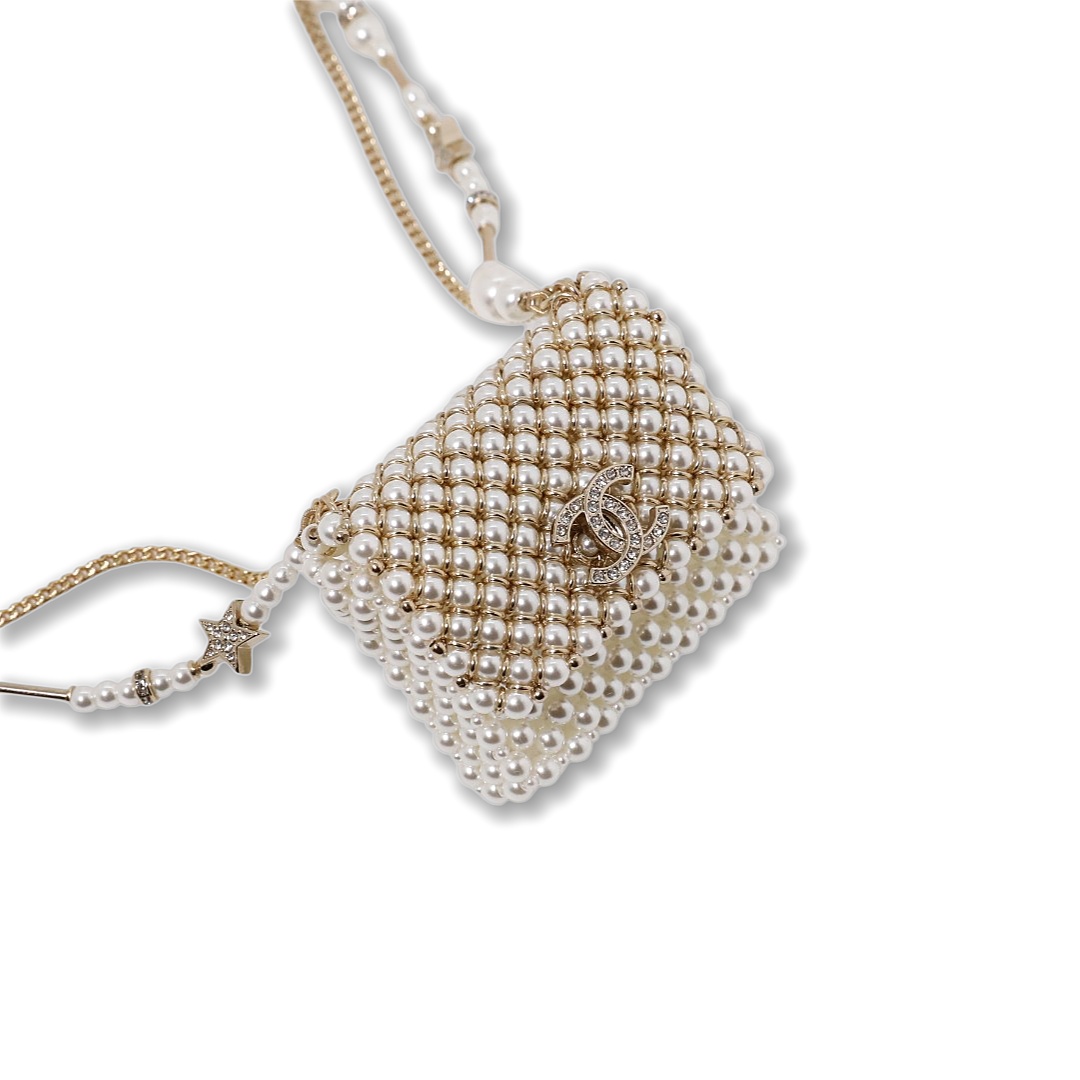 CCL122 Chanel handmade pearl bag long pearl chain necklace - ccjewelryacc