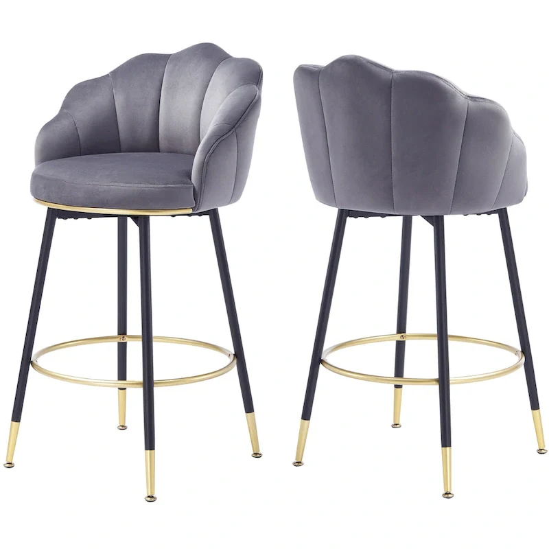 Modern Swivel Bar Stools With Backs – Set of 2, Stylish Kitchen Counter Seating