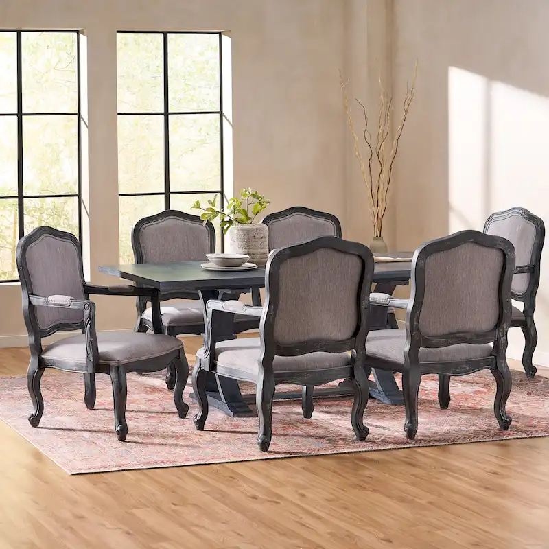 Andrea Fabric and Rubberwood Dining Set by Christopher Knight Home