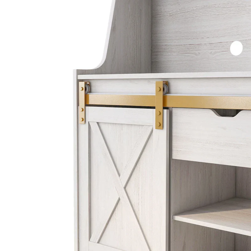 White Oak 6-Shelf Baker's Rack with Barn Door