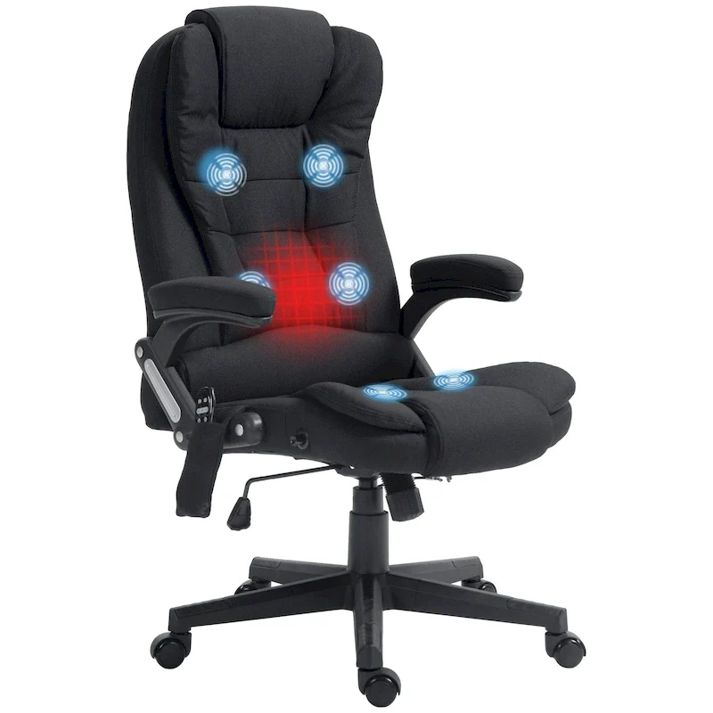 6-Point Vibrating Massage Office Chair with Lumbar Heat and Reclining Backrest
