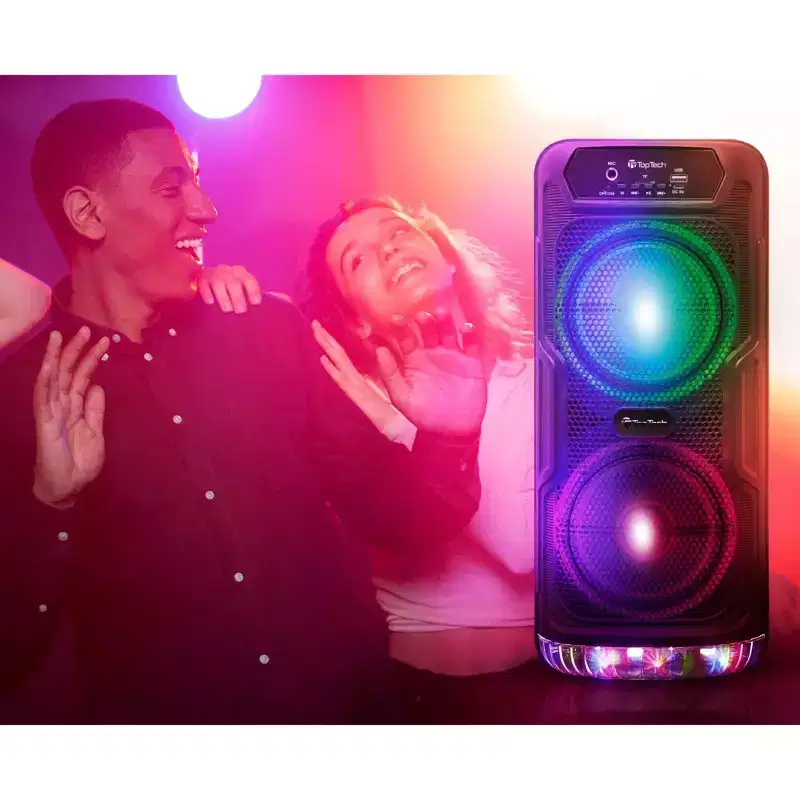 TOPTECH JET-33, 2x6.5 Bluetooth Speaker with Disco Lights, Wireless Microphone