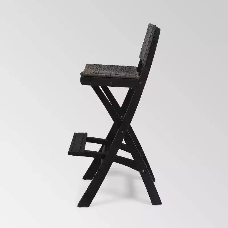 Polaris 4pk Acacia Wood Folding Barstools Dark Gray - Christopher Knight Home: Weather-Resistant Patio Seating