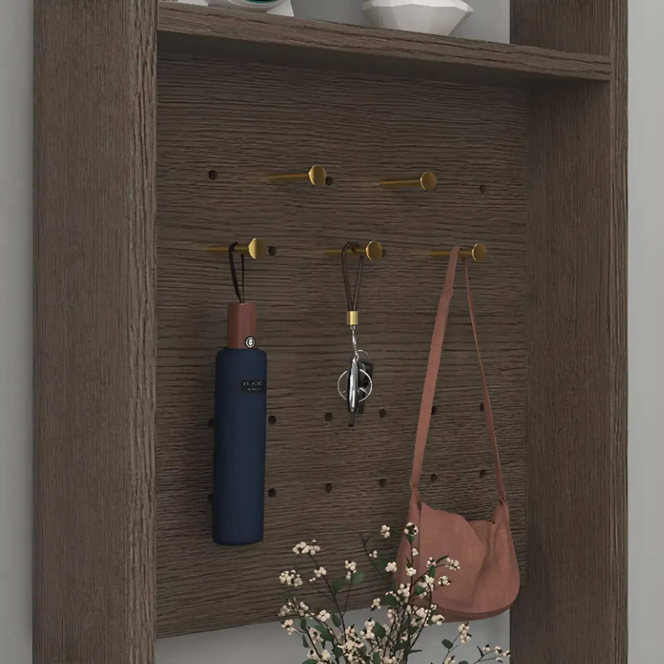 Modern Wood Shoe Cabinet with Drawer and Shelves