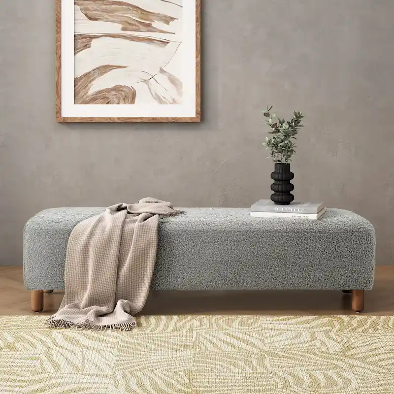 Naci Modern Boucle Ottoman Bench