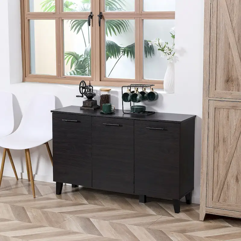 HOMCOM Kitchen Sideboard, Buffet Cabinet with Adjustable Shelf, Coffee Bar for Living Room, Dining Room