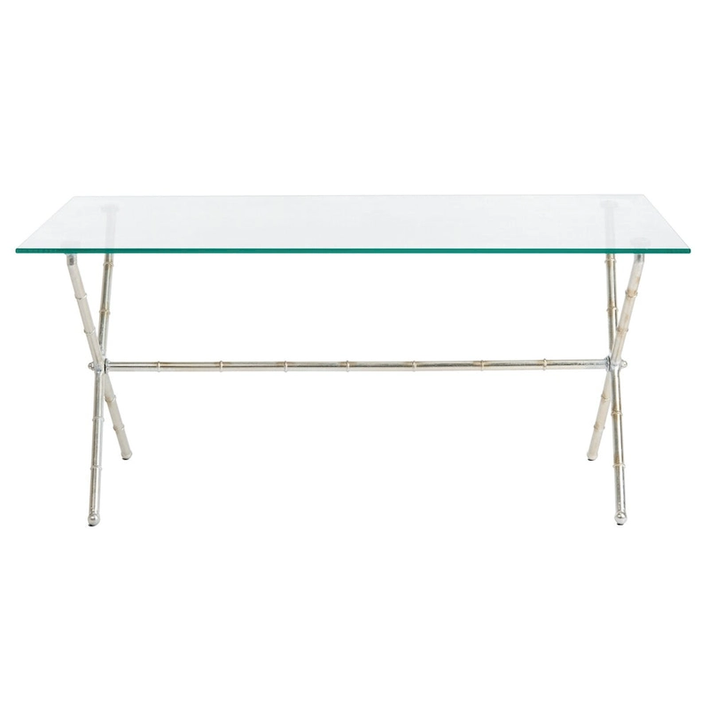 SAFAVIEH Treasures Jocelyn Bronze-Ish Silver/ Glass Top Accent Table - 37.4 x 19.7 x 17