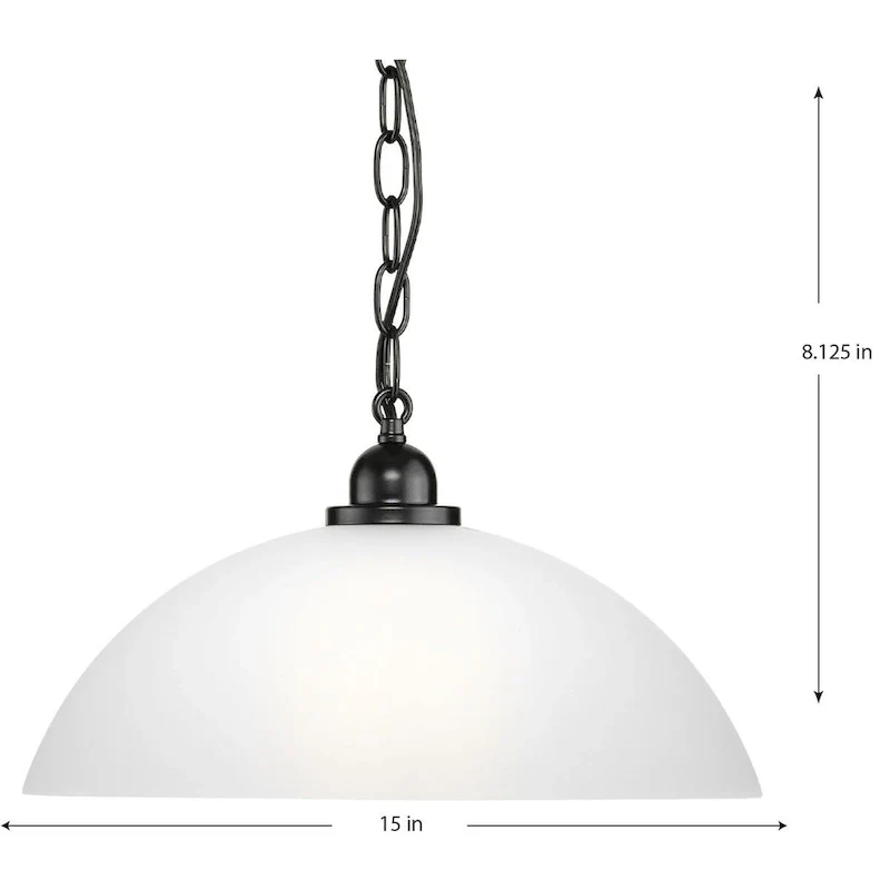 Classic Dome Collection One-Light Matte Black Transitional Pendant - 15 in x 15 in x 8.125 in