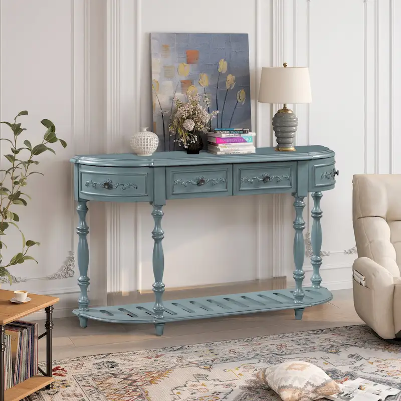 Console Table with 4 Drawers and 1 Shelf