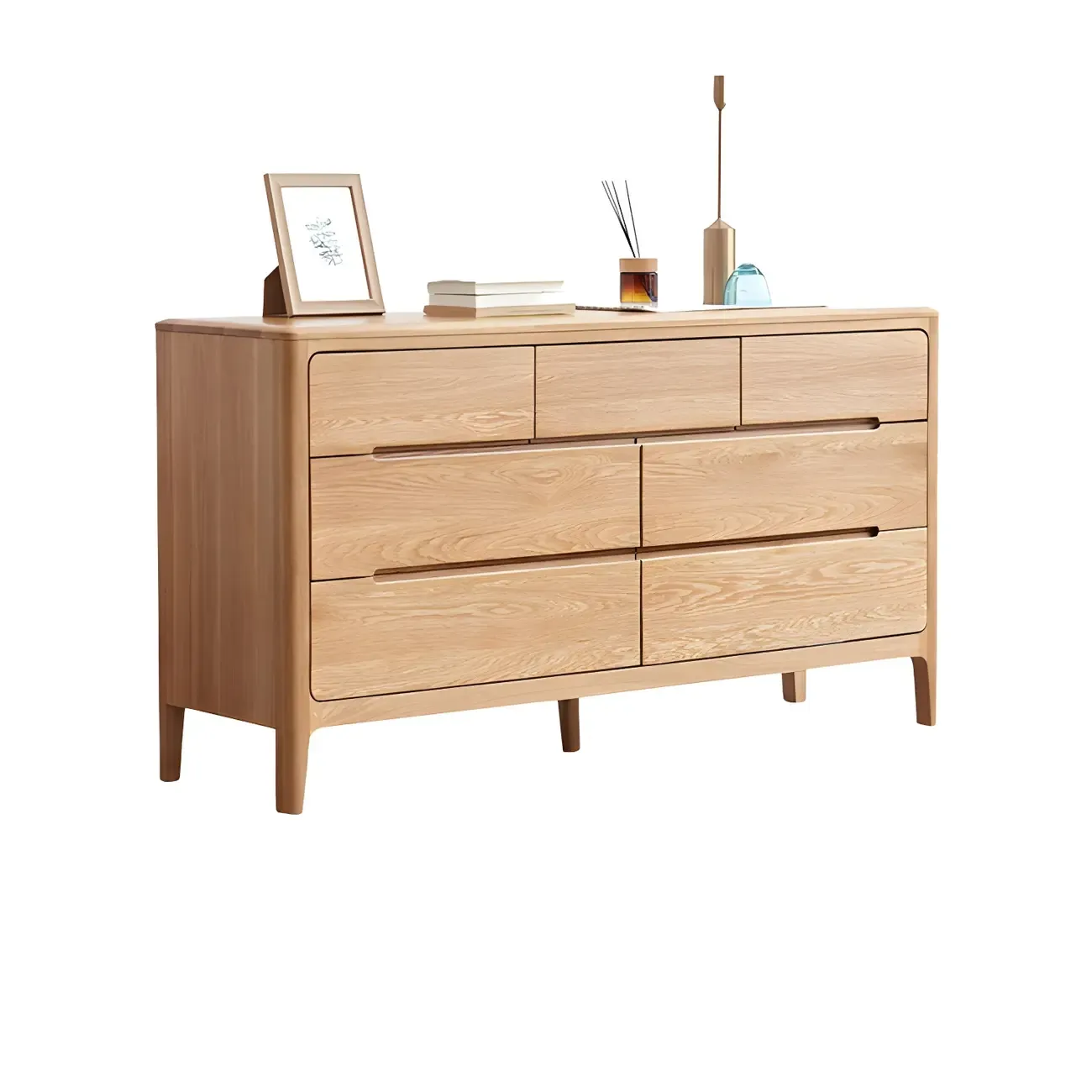 Traditional Natural Solid Wooden Double Dressers with Drawers
