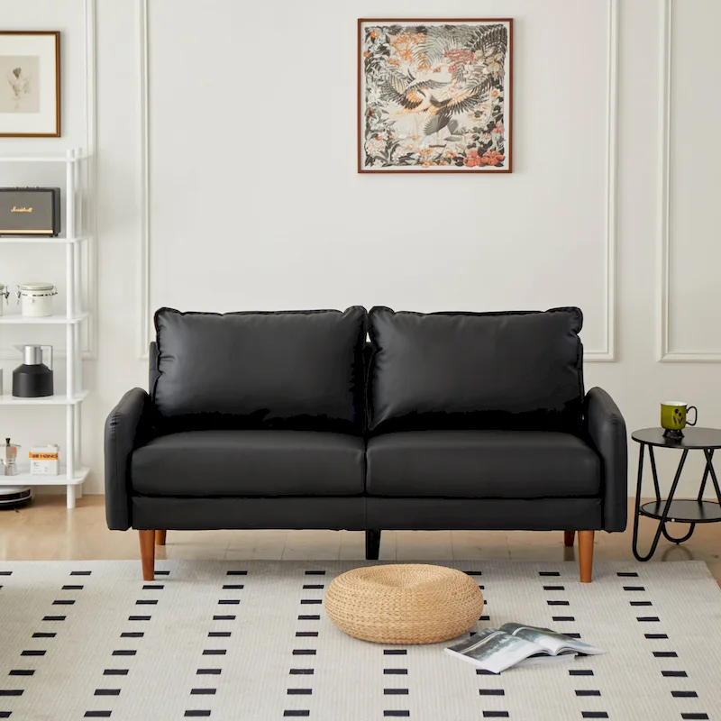 Faux leather 70 Square Arm Sofa