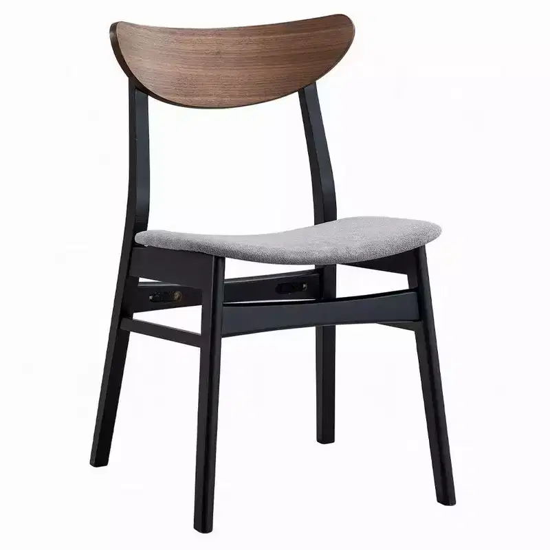 Royal Hampton Dining Side Chair Set of 2, Gray Linen Seat, Scandinavian Black