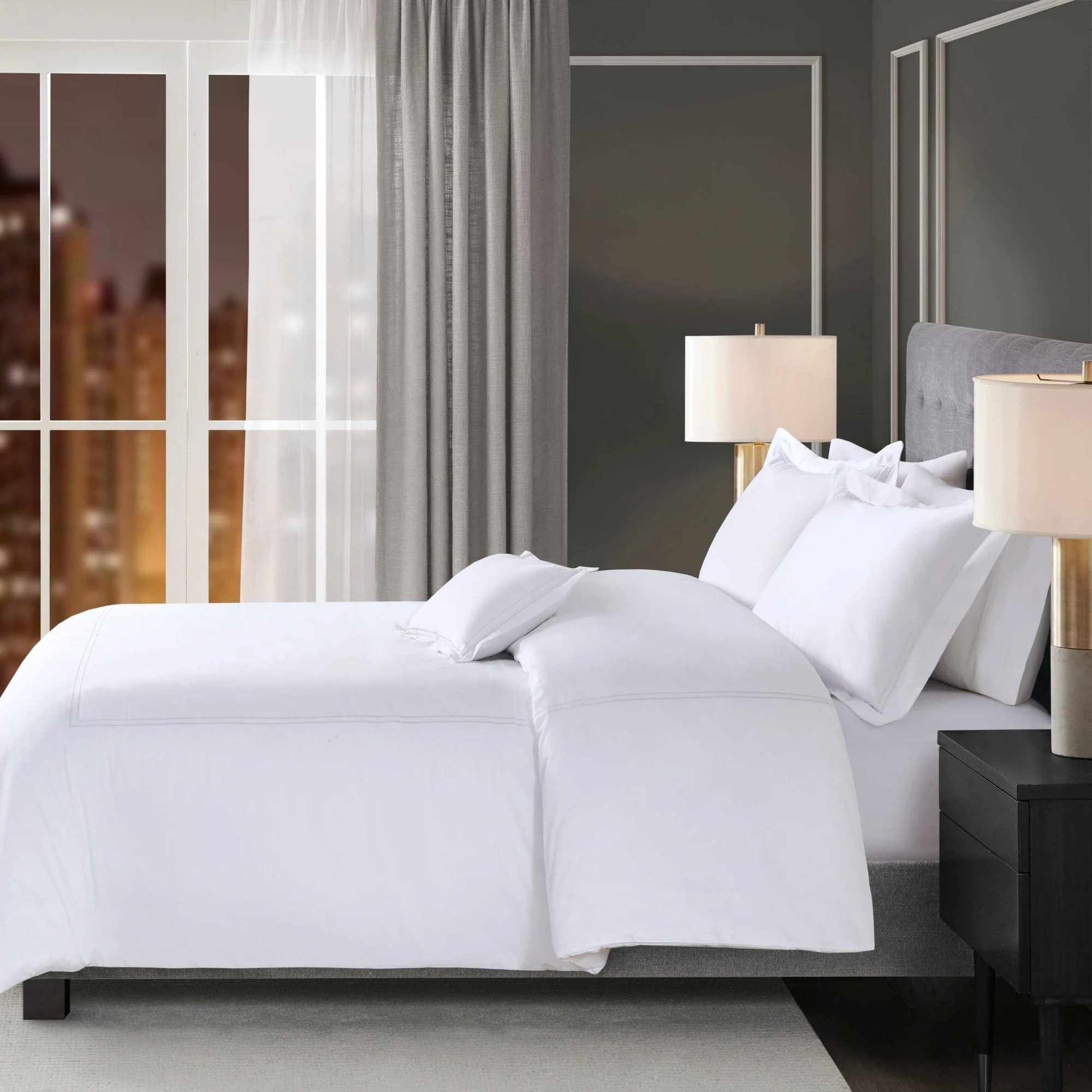 Madison Park Signature 500 Thread Count Luxury Collection 100% Cotton Sateen Embroidered Duvet Cover Set