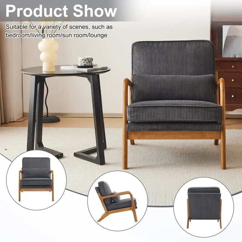 Upholstered Linen Blend Accent Chair