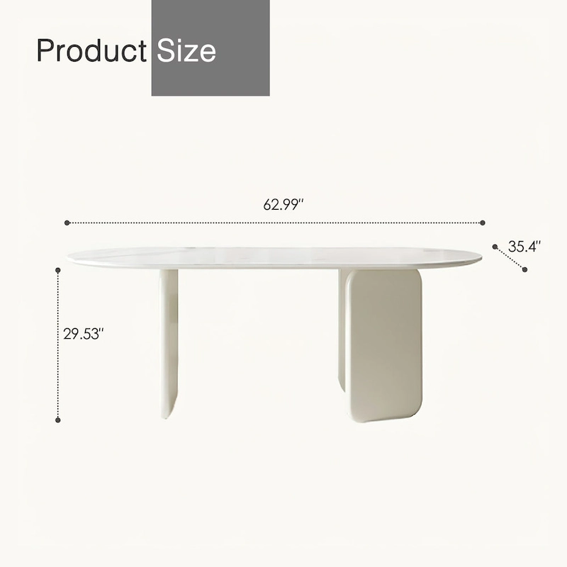 Modern Cream Faux Marble Oval Dining Table with Unique 3-Leg Base