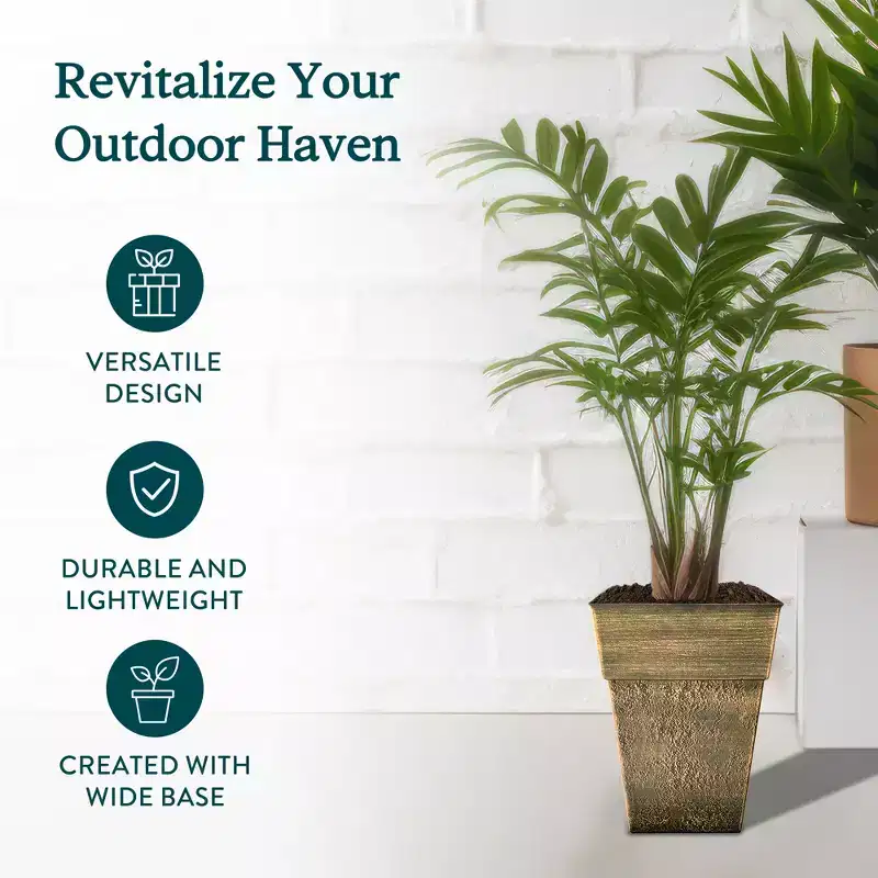 The HC Companies Avino 16 Inch Square Resin Flower Planter Pot