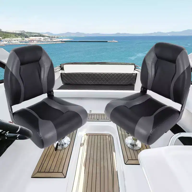 Boat Seats 2 Packs, Folding High Back Fishing Waterproof Pontoon Boat Seat, Boat Chairs with Stainless Steel Screws, Thickened Cushion