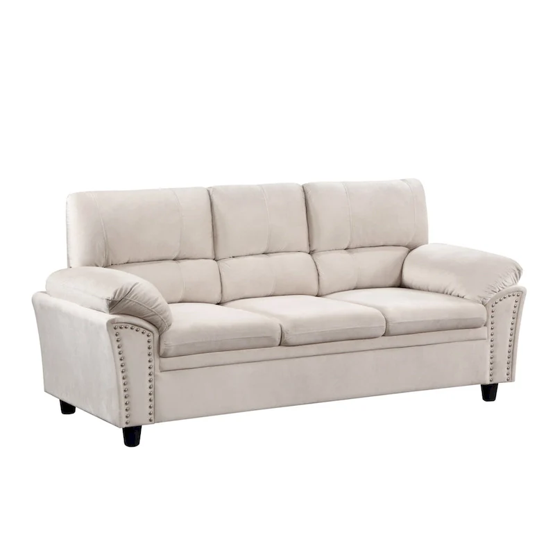 Mid-century Modern Upholstered Velvet Sofa Set with Armchair, Loveseat, 3-Seater Sofa