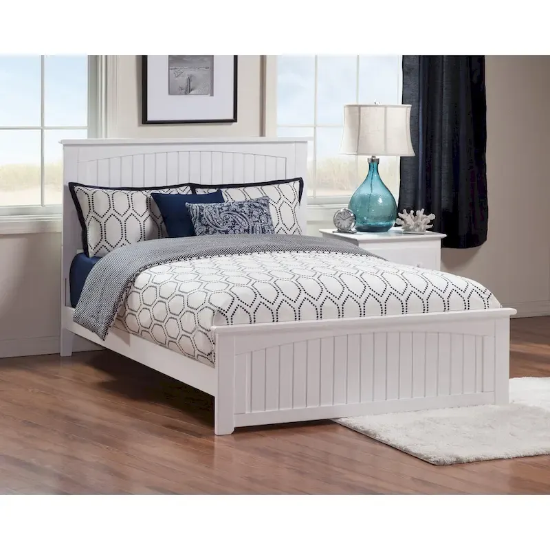 Queen Platform Bed with Matching Footboard in White