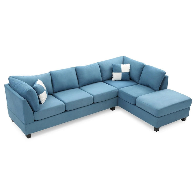 Malone 111 in. Suede 4-Seater Sectional Sofa with 2-Throw Pillow - 111 L x 78 W x 34 H