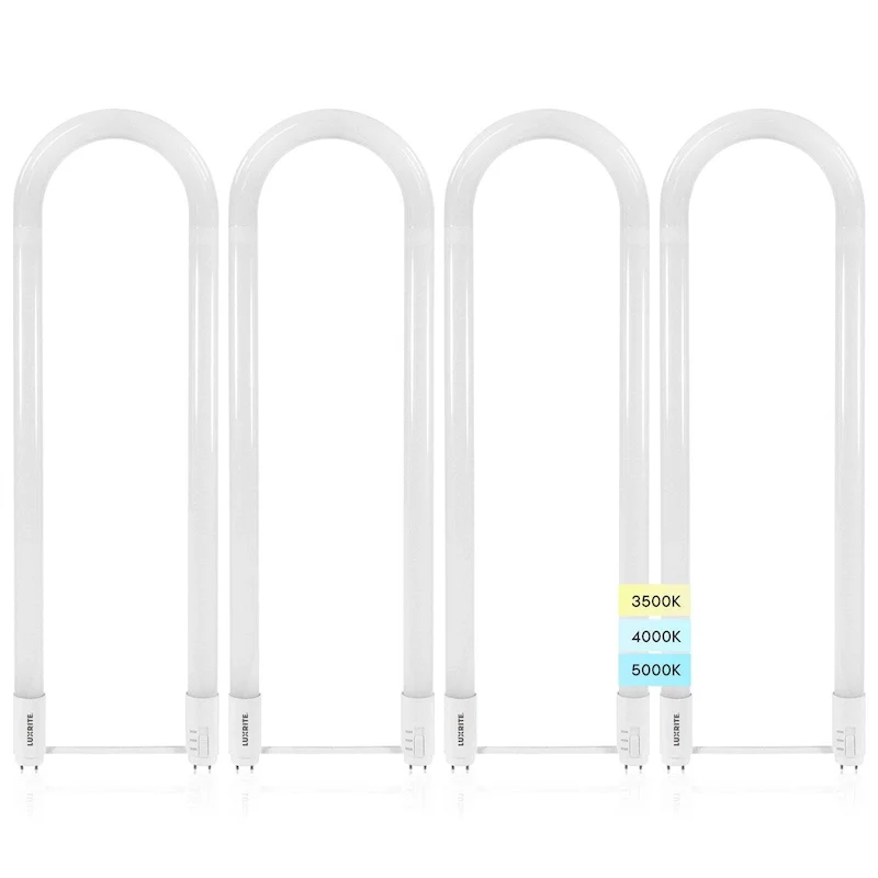 Luxrite U Bend LED Tube Light, T8 T12, 17.5W, 3 CCT, 2100 Lumens Direct or Ballast Bypass UL Listed G13 Base 4-Pack